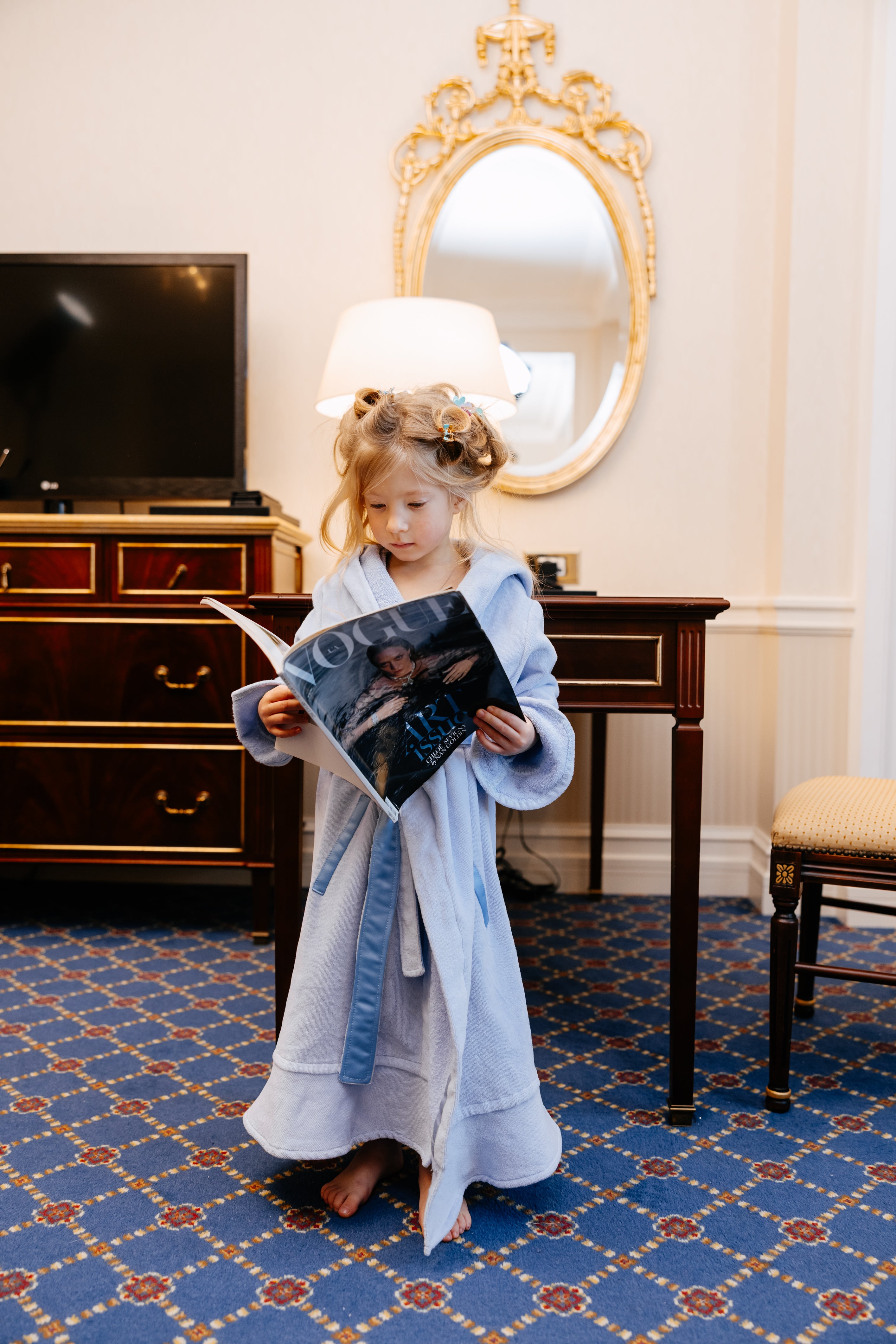 Bathrobe with frills Blue Cloud