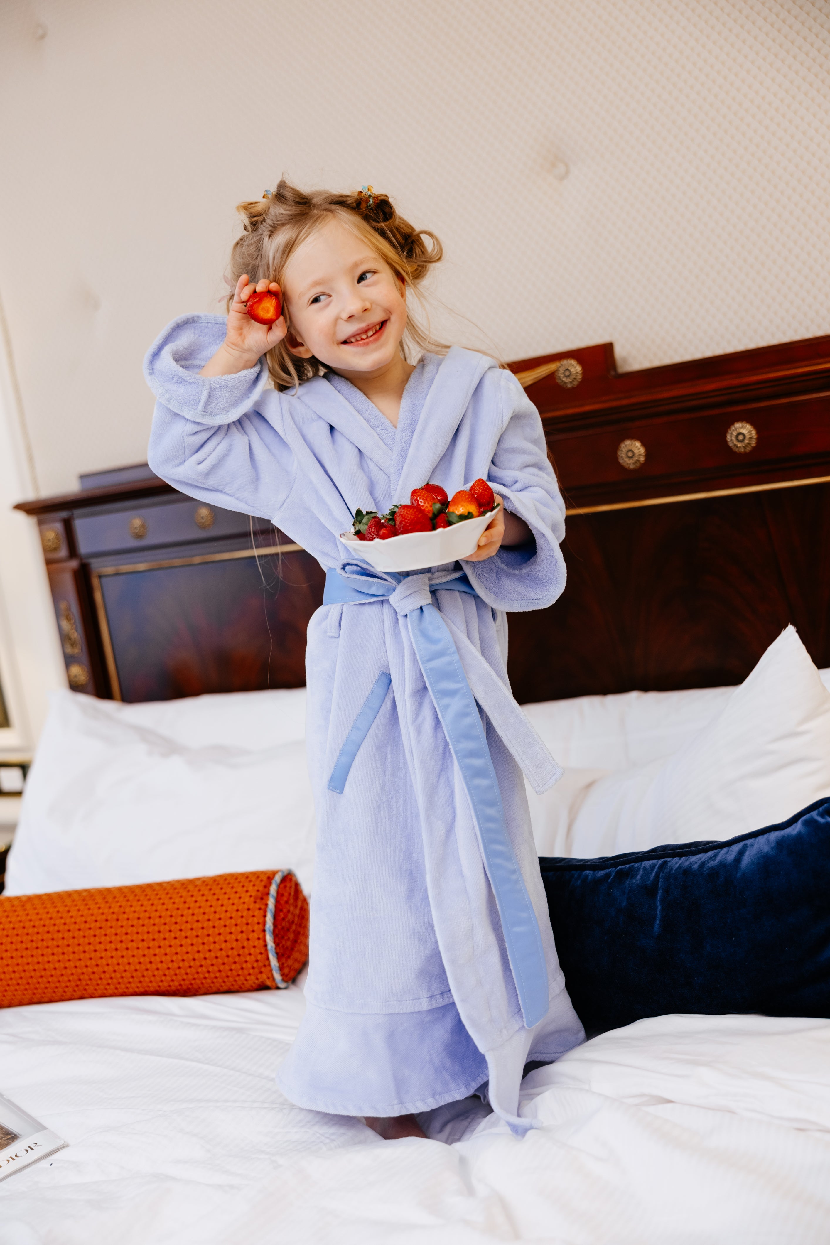 Bathrobe with frills Blue Cloud